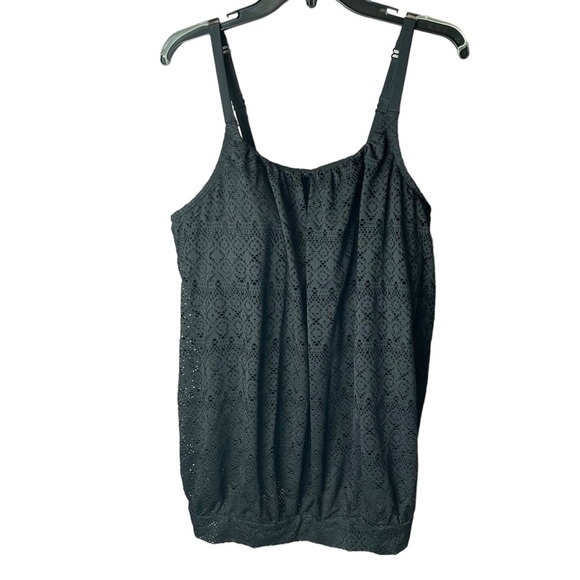 NWT Cacique No-Wire Blouson Crochet Swim Tankini Top 18 - Picture 3 of 13